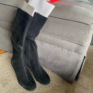 Aerosoles Black Suede Wedge tall boots